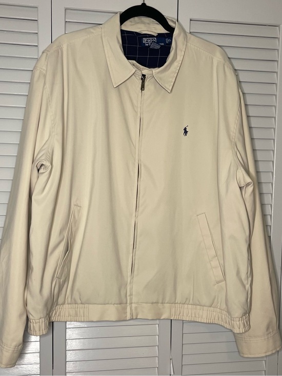 Ralph Lauren Other - Ralph Lauren Cream Zip-Front Bomber Jacket with Navy Pony